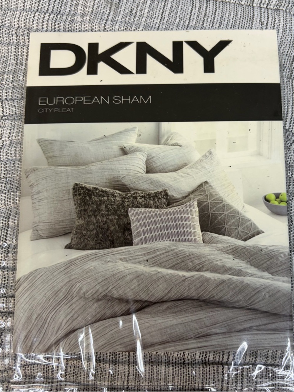 NWT DKNY 2  European shams city pleat gray 26” x 26”